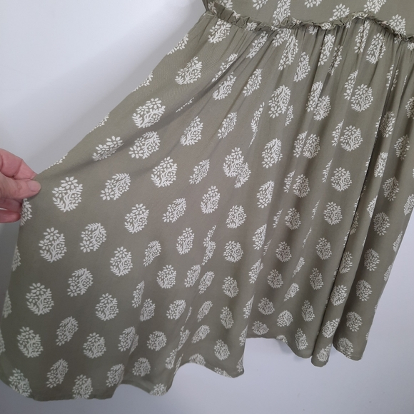 Patrons of Peace Malibu Mini Dress Ruffles Tie Straps Sage Green Womens Size M - Picture 7 of 13